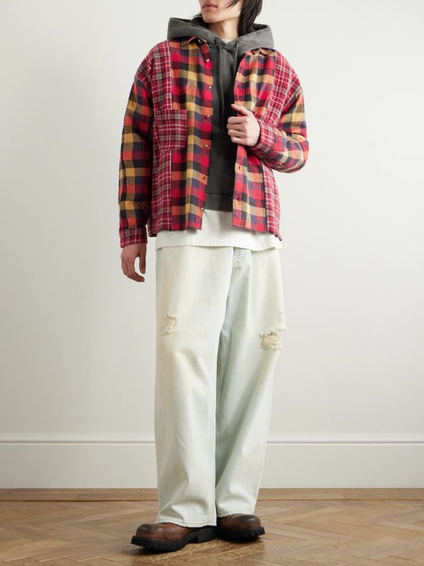 Patchwork Checked Flannel Shirt - OU Patchwork Checked Flannel Shirt - OU