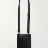 Explorer Logo-Print Cracked-Leather Messenger Bag - BK Explorer Logo-Print Cracked-Leather Messenger Bag - BK