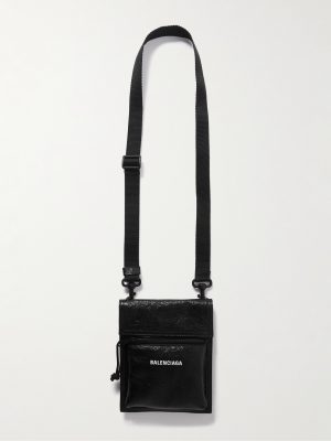 Explorer Logo-Print Cracked-Leather Messenger Bag Explorer Logo-Print Cracked-Leather Messenger Bag