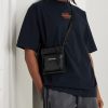 Explorer Logo-Print Cracked-Leather Messenger Bag - OU Explorer Logo-Print Cracked-Leather Messenger Bag - OU