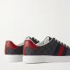 Ace Leather and Webbing-Trimmed Monogrammed Supreme Coated-Canvas Sneakers - BK