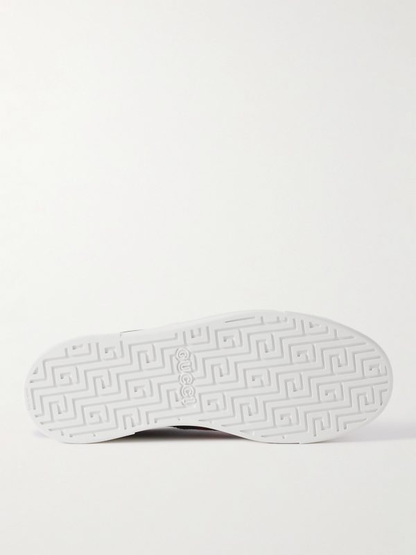 Ace Leather and Webbing-Trimmed Monogrammed Supreme Coated-Canvas Sneakers - E1