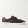 Ace Leather and Webbing-Trimmed Monogrammed Supreme Coated-Canvas Sneakers