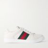 Screener Webbing-Trimmed Logo-Embossed Leather Sneakers