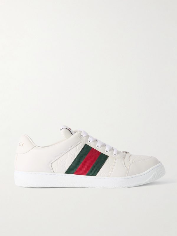 Screener Webbing-Trimmed Logo-Embossed Leather Sneakers