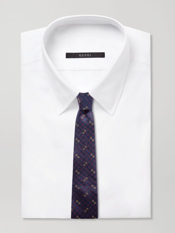 7cm Logo-Embroidered Silk-Jacquard Tie - OU 7cm Logo-Embroidered Silk-Jacquard Tie - OU