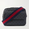 Small Leather-Trimmed Monogrammed Coated-Canvas Messenger Bag Small Leather-Trimmed Monogrammed Coated-Canvas Messenger Bag