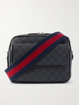 Small Leather-Trimmed Monogrammed Coated-Canvas Messenger Bag Small Leather-Trimmed Monogrammed Coated-Canvas Messenger Bag