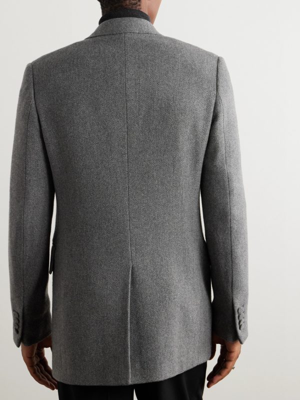 Double-Breasted Virgin Wool and Cashmere-Blend Blazer - BK