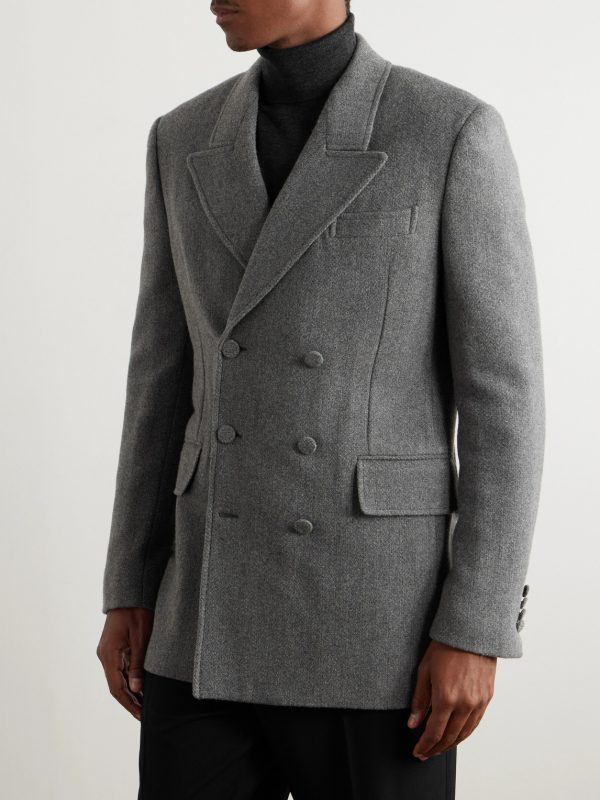 Double-Breasted Virgin Wool and Cashmere-Blend Blazer - FR