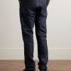 Anthony Slim-Fit Straight-Leg Cotton and Linen-Blend Chambray Trousers - BK Anthony Slim-Fit Straight-Leg Cotton and Linen-Blend Chambray Trousers - BK