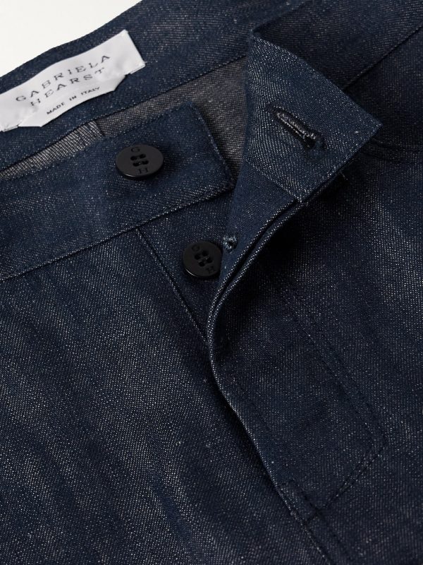Anthony Slim-Fit Straight-Leg Cotton and Linen-Blend Chambray Trousers - E1 Anthony Slim-Fit Straight-Leg Cotton and Linen-Blend Chambray Trousers - E1