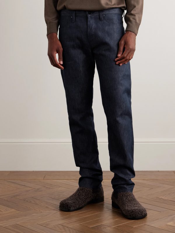 Anthony Slim-Fit Straight-Leg Cotton and Linen-Blend Chambray Trousers - FR Anthony Slim-Fit Straight-Leg Cotton and Linen-Blend Chambray Trousers - FR