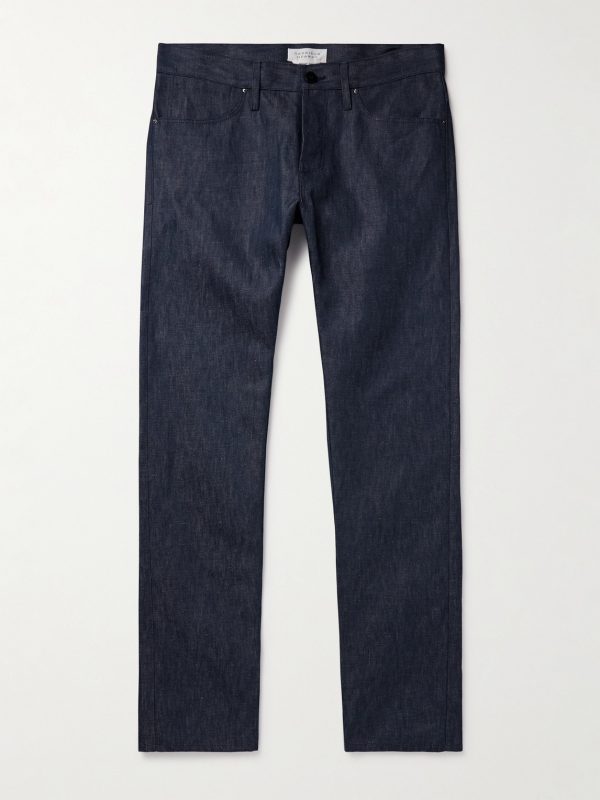 Anthony Slim-Fit Straight-Leg Cotton and Linen-Blend Chambray Trousers Anthony Slim-Fit Straight-Leg Cotton and Linen-Blend Chambray Trousers
