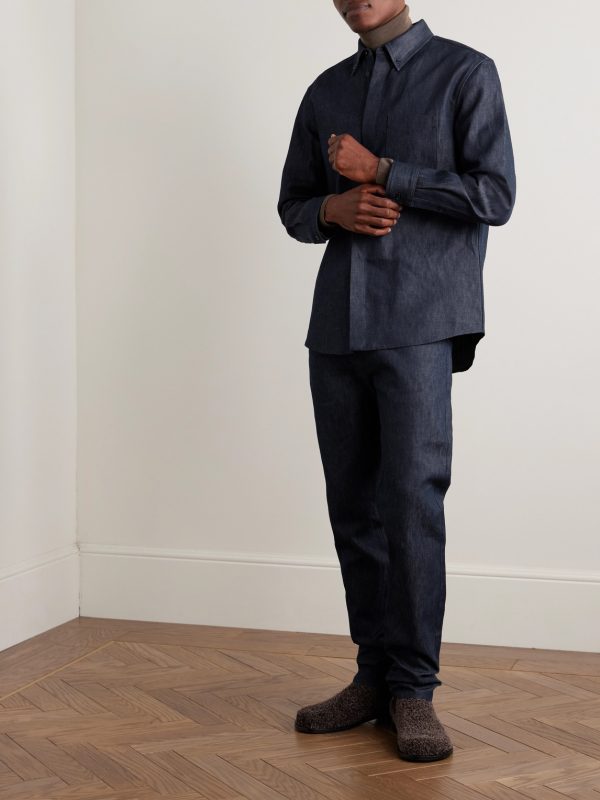 Cholul Button-Down Collar Cotton and Linen-Blend Chambray Shirt - OU Cholul Button-Down Collar Cotton and Linen-Blend Chambray Shirt - OU