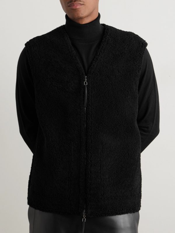 Snowdon Leather-Trimmed Shearling Gilet - FR Snowdon Leather-Trimmed Shearling Gilet - FR