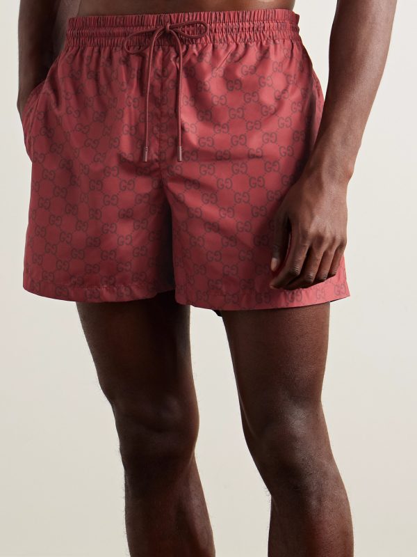 Straight-Leg Short-Length Logo-Print Swim Shorts - OU Straight-Leg Short-Length Logo-Print Swim Shorts - OU