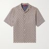 Camp-Collar Logo-Jacquard Linen-Blend Shirt
