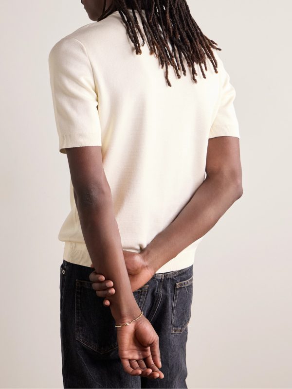 Logo-Intarsia Silk and Cotton-Blend T-Shirt - BK Logo-Intarsia Silk and Cotton-Blend T-Shirt - BK