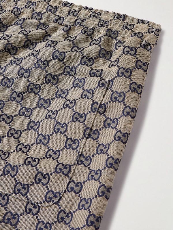 Wide-Leg Monogrammed Linen-Blend Jacquard Shorts - CU