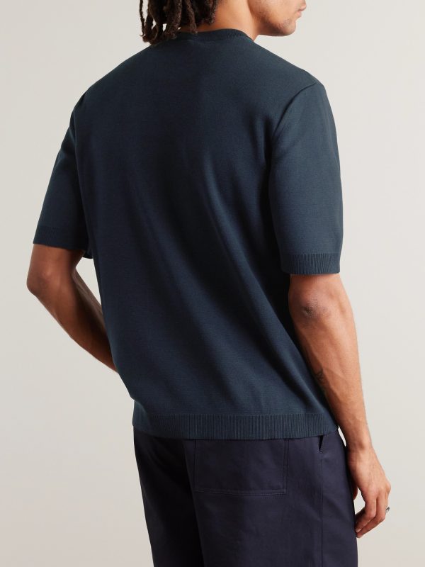 Logo-Intarsia Silk and Cotton-Blend T-Shirt - BK Logo-Intarsia Silk and Cotton-Blend T-Shirt - BK