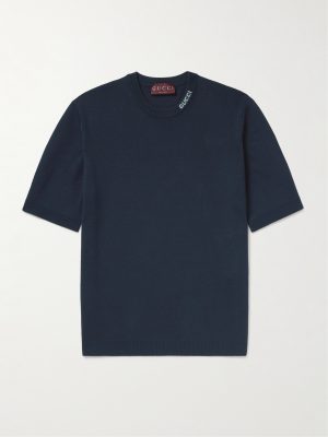 Logo-Intarsia Silk and Cotton-Blend T-Shirt