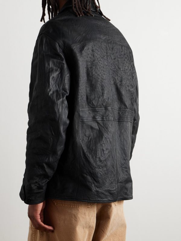 Crinkled-Leather Jacket - BK