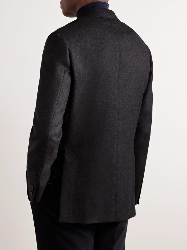 Slim-Fit Double-Breasted Cashmere-Flannel Blazer - BK Slim-Fit Double-Breasted Cashmere-Flannel Blazer - BK