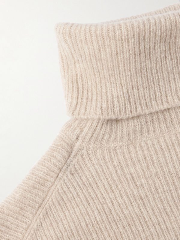 Ribbed Brushed Cashmere and Silk-Blend Rollneck Sweater - CU Ribbed Brushed Cashmere and Silk-Blend Rollneck Sweater - CU