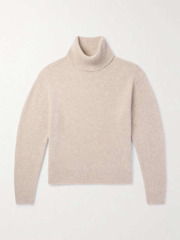 Ribbed Brushed Cashmere and Silk-Blend Rollneck Sweater Ribbed Brushed Cashmere and Silk-Blend Rollneck Sweater
