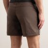 Straight-Leg Mid-Length Striped Swim Shorts - BK Straight-Leg Mid-Length Striped Swim Shorts - BK