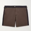 Straight-Leg Mid-Length Striped Swim Shorts Straight-Leg Mid-Length Striped Swim Shorts