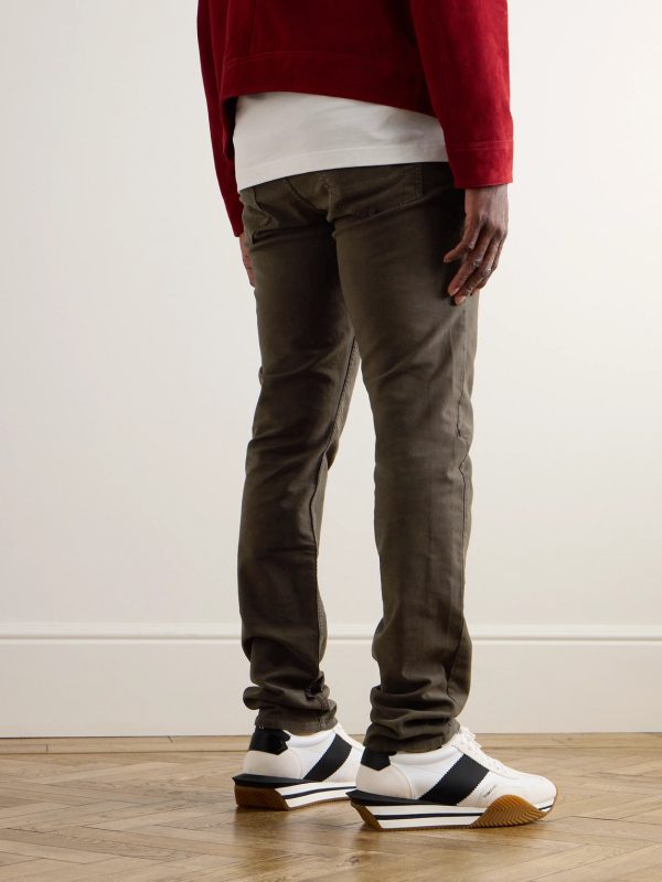Slim-Fit Cotton-Blend Moleskin Trousers - BK Slim-Fit Cotton-Blend Moleskin Trousers - BK