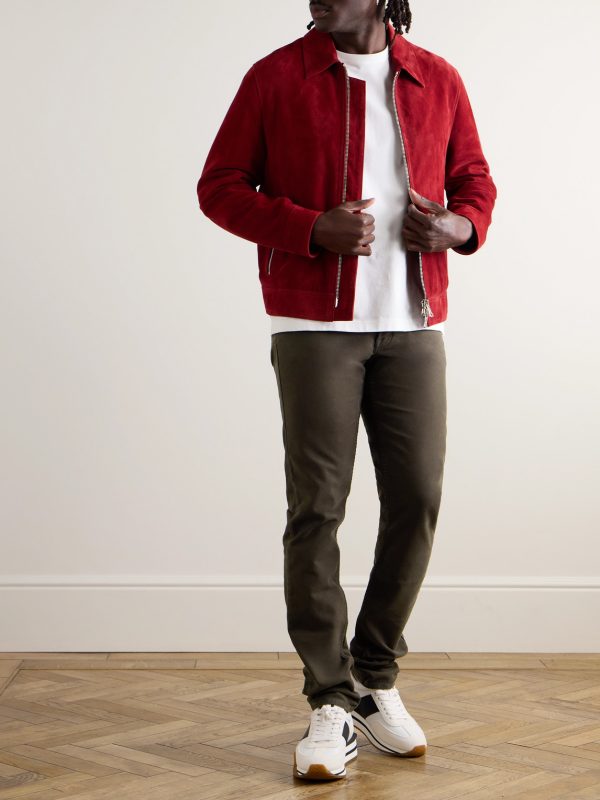 Slim-Fit Cotton-Blend Moleskin Trousers - OU Slim-Fit Cotton-Blend Moleskin Trousers - OU