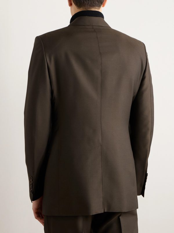 Atticus Slim-Fit Double-Breasted Wool and Silk-Blend Suit Jacket - BK Atticus Slim-Fit Double-Breasted Wool and Silk-Blend Suit Jacket - BK