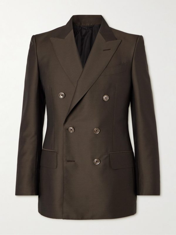 Atticus Slim-Fit Double-Breasted Wool and Silk-Blend Suit Jacket Atticus Slim-Fit Double-Breasted Wool and Silk-Blend Suit Jacket