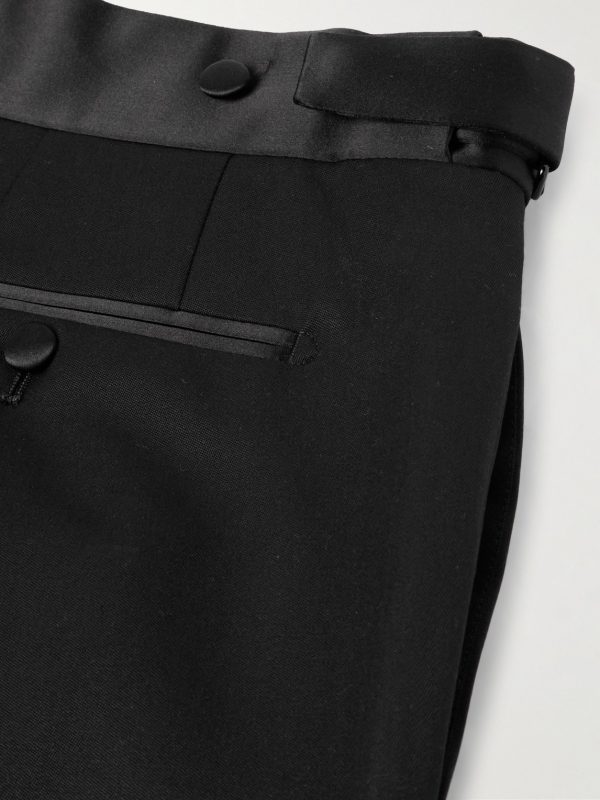 Straight-Leg Belted Satin-Trimmed Wool and Mohair-Blend Tuxedo Trousers - CU Straight-Leg Belted Satin-Trimmed Wool and Mohair-Blend Tuxedo Trousers - CU