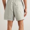 Bay Straight-Leg Mid-Length Logo-Print Striped Swim Shorts - BK