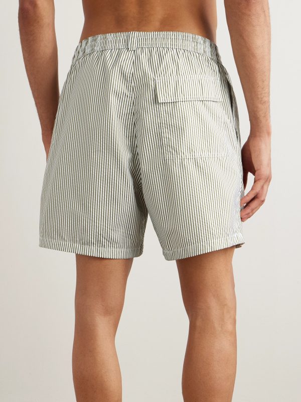 Bay Straight-Leg Mid-Length Logo-Print Striped Swim Shorts - BK
