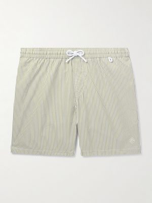 Bay Straight-Leg Mid-Length Logo-Print Striped Swim Shorts Bay Straight-Leg Mid-Length Logo-Print Striped Swim Shorts