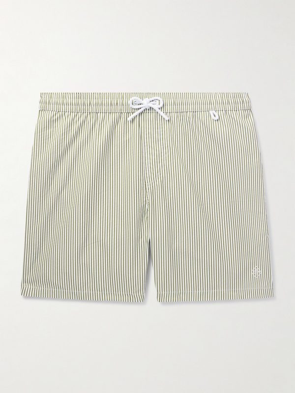 Bay Straight-Leg Mid-Length Logo-Print Striped Swim Shorts