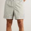 Bay Straight-Leg Mid-Length Logo-Print Striped Swim Shorts - OU