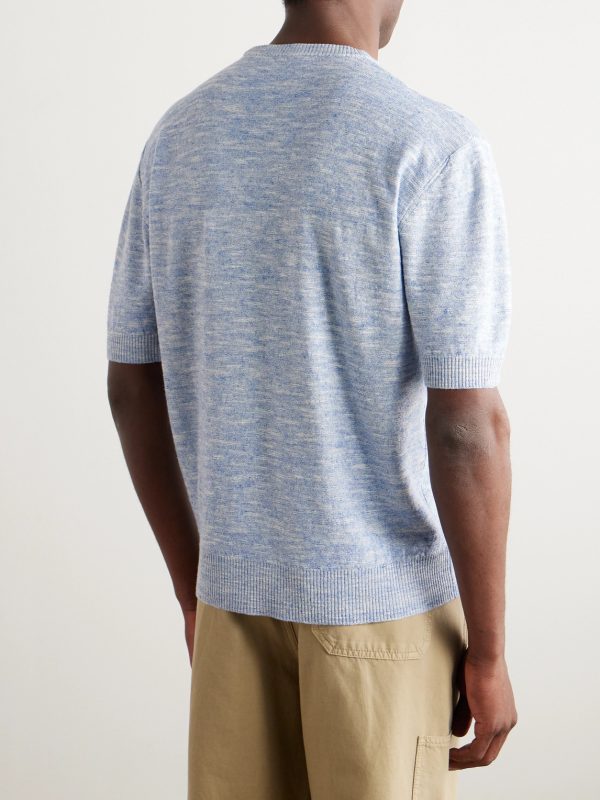 Tori Ribbed Linen and Silk-Blend T-Shirt - BK Tori Ribbed Linen and Silk-Blend T-Shirt - BK
