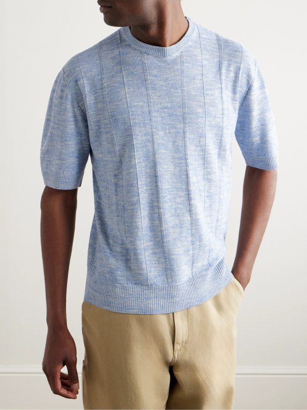 Tori Ribbed Linen and Silk-Blend T-Shirt - FR Tori Ribbed Linen and Silk-Blend T-Shirt - FR