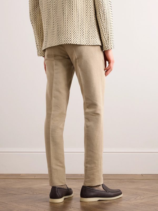 Straight-Leg Linen-Twill Trousers - BK Straight-Leg Linen-Twill Trousers - BK