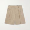 Joetsu Wide-Leg Pleated Cotton and Linen-Blend Twill Shorts Joetsu Wide-Leg Pleated Cotton and Linen-Blend Twill Shorts