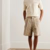 Joetsu Wide-Leg Pleated Cotton and Linen-Blend Twill Shorts - OU Joetsu Wide-Leg Pleated Cotton and Linen-Blend Twill Shorts - OU