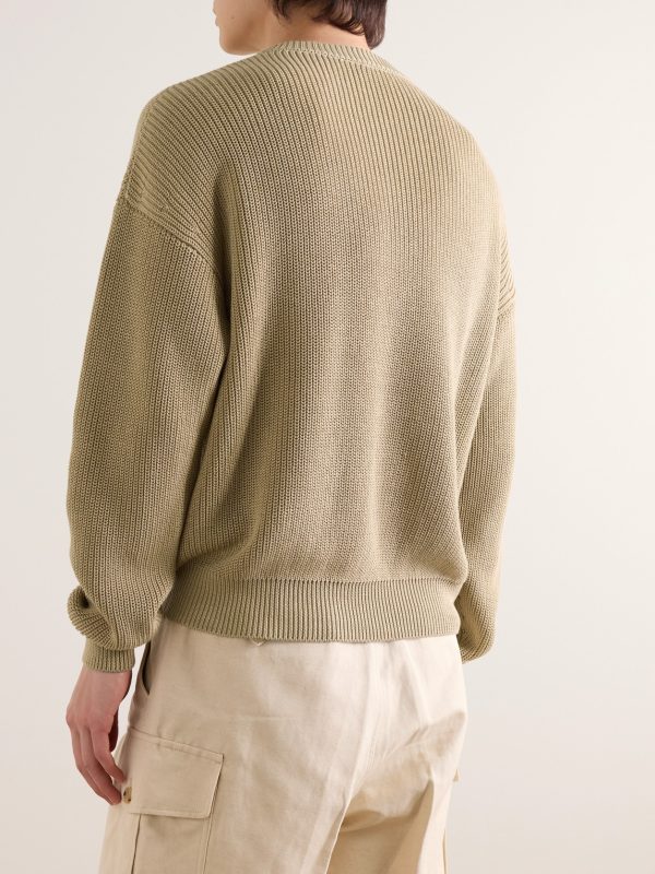 Ribbed Cotton Henley Sweater - BK Ribbed Cotton Henley Sweater - BK