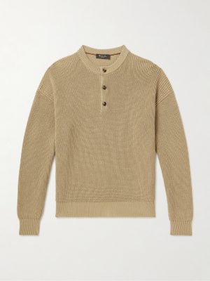 Ribbed Cotton Henley Sweater