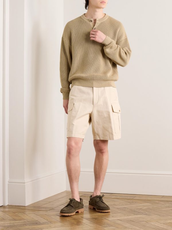 Ribbed Cotton Henley Sweater - OU Ribbed Cotton Henley Sweater - OU